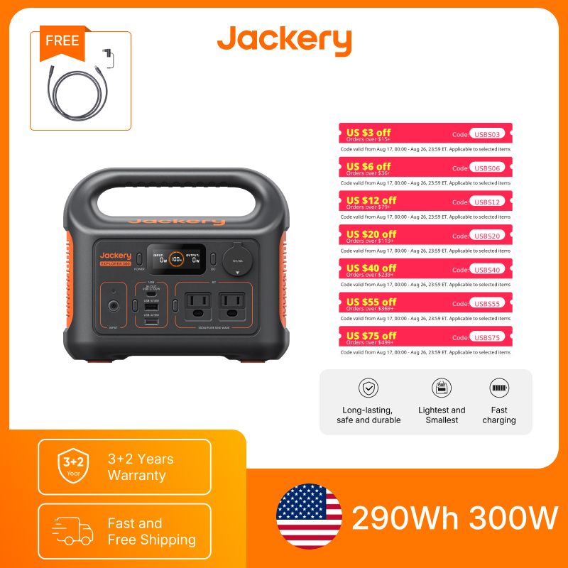 Solar Emergency Charger - Jackery Portable Power Station Explorer 300New