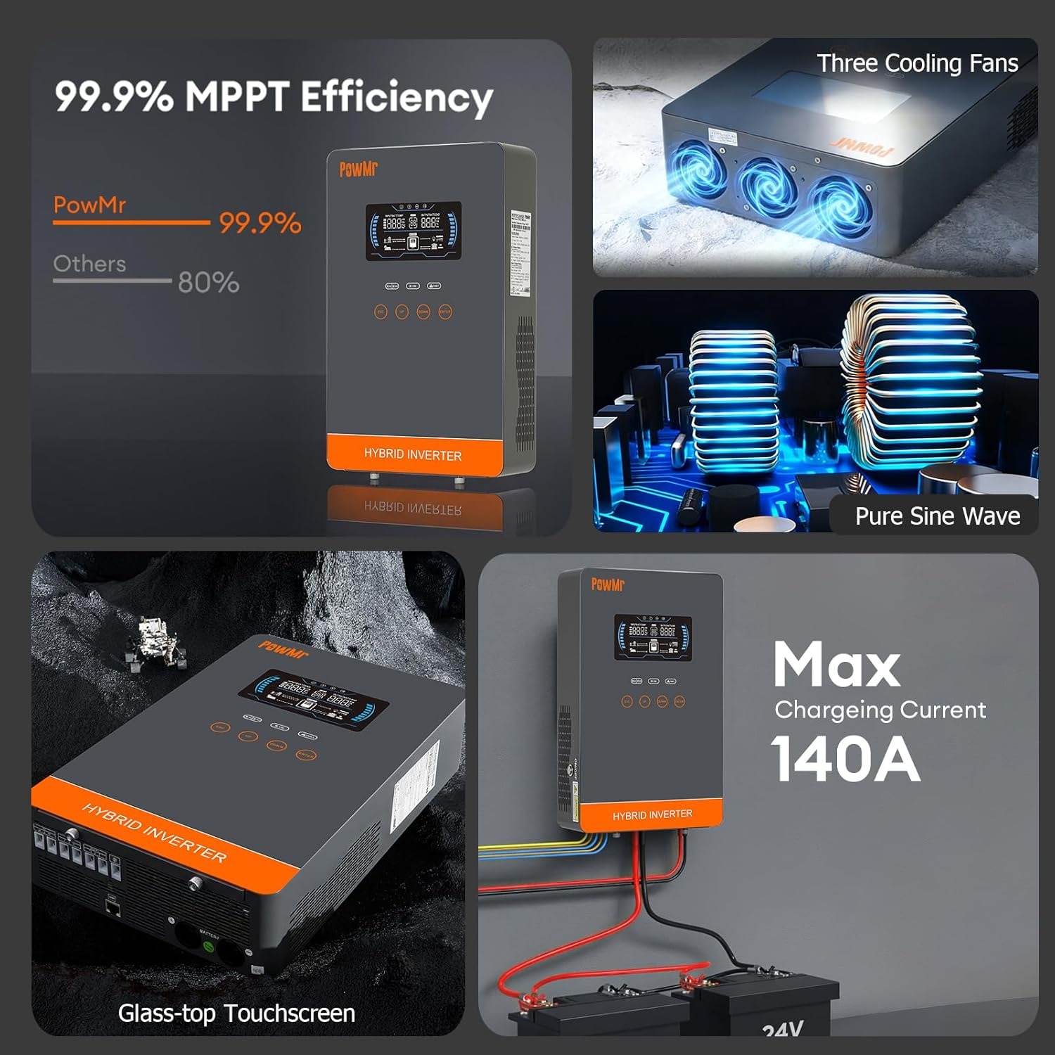 PowMr USA 4000W 24V Hybrid Sol - Solar Emergency Charger recension och pris